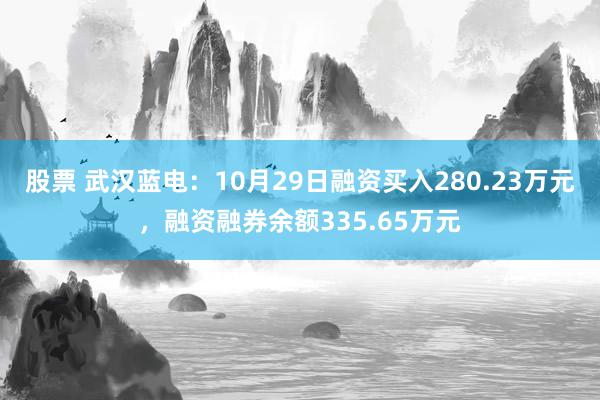 股票 武汉蓝电：10月29日融资买入280.23万元，融资融券余额335.65万元