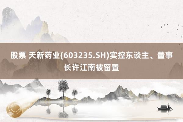 股票 天新药业(603235.SH)实控东谈主、董事长许江南被留置