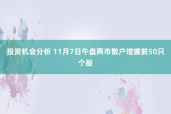 投资机会分析 11月7日午盘两市散户增握前50只个股