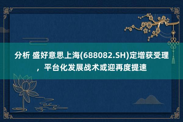 分析 盛好意思上海(688082.SH)定增获受理，平台化发展战术或迎再度提速