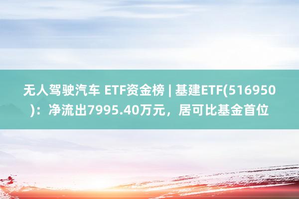 无人驾驶汽车 ETF资金榜 | 基建ETF(516950)：净流出7995.40万元，居可比基金首位