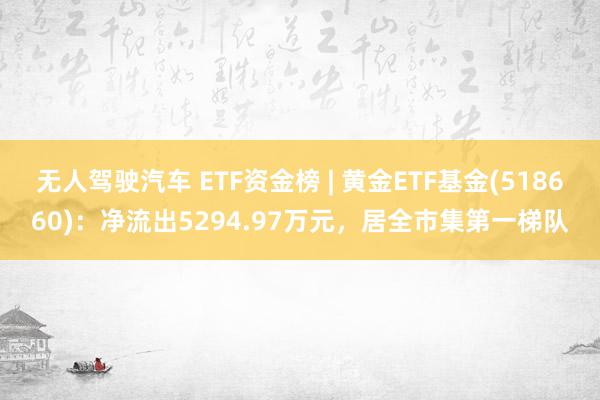 无人驾驶汽车 ETF资金榜 | 黄金ETF基金(518660)：净流出5294.97万元，居全市集第一梯队