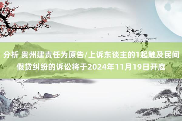 分析 贵州建责任为原告/上诉东谈主的1起触及民间假贷纠纷的诉讼将于2024年11月19日开庭