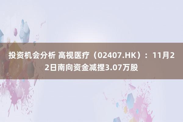 投资机会分析 高视医疗（02407.HK）：11月22日南向资金减捏3.07万股