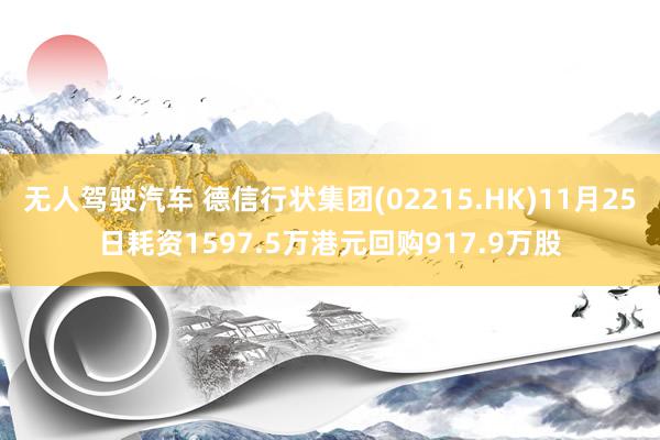 无人驾驶汽车 德信行状集团(02215.HK)11月25日耗资1597.5万港元回购917.9万股