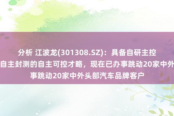 分析 江波龙(301308.SZ)：具备自研主控麇集自研固件以及自主封测的自主可控才略，现在已办事跳动20家中外头部汽车品牌客户