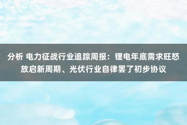 分析 电力征战行业追踪周报：锂电年底需求旺怒放启新周期、光伏行业自律罢了初步协议