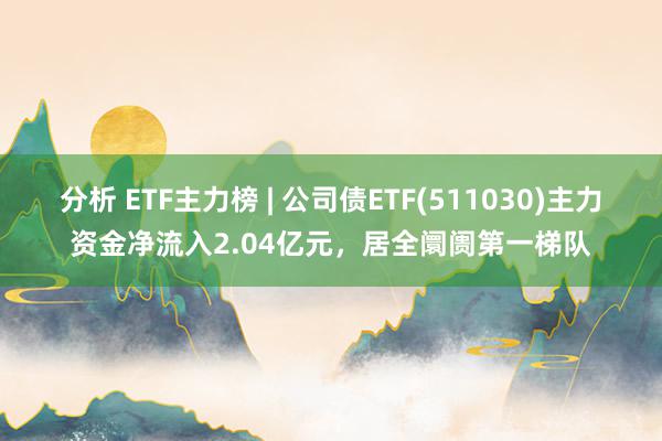 分析 ETF主力榜 | 公司债ETF(511030)主力资金净流入2.04亿元，居全阛阓第一梯队