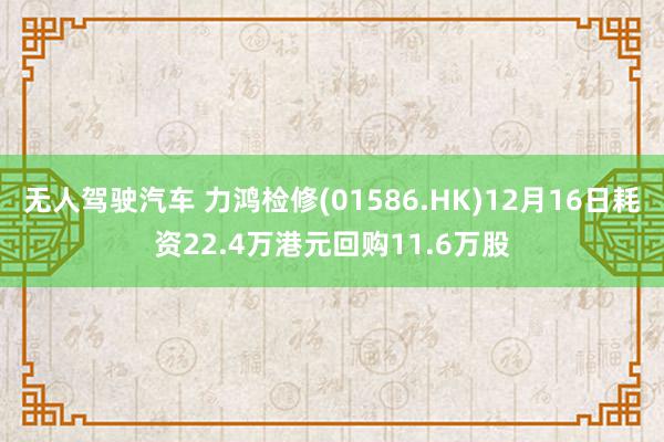 无人驾驶汽车 力鸿检修(01586.HK)12月16日耗资22.4万港元回购11.6万股