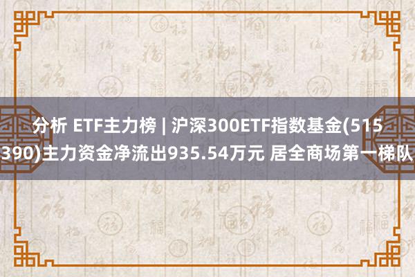 分析 ETF主力榜 | 沪深300ETF指数基金(515390)主力资金净流出935.54万元 居全商场第一梯队