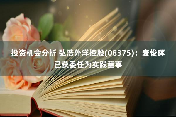 投资机会分析 弘浩外洋控股(08375)：麦俊晖已获委任为实践董事