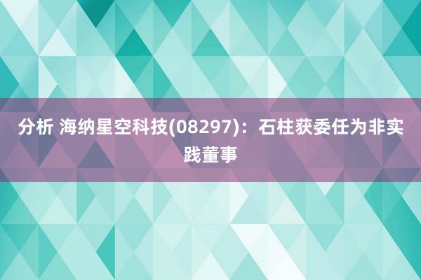 分析 海纳星空科技(08297)：石柱获委任为非实践董事