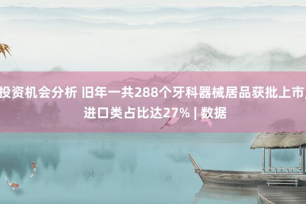 投资机会分析 旧年一共288个牙科器械居品获批上市, 进口类占比达27% | 数据