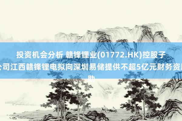 投资机会分析 赣锋锂业(01772.HK)控股子公司江西赣锋锂电拟向深圳易储提供不超5亿元财务资助