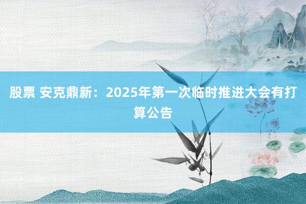 股票 安克鼎新：2025年第一次临时推进大会有打算公告