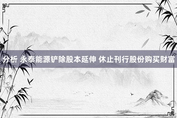 分析 永泰能源铲除股本延伸 休止刊行股份购买财富