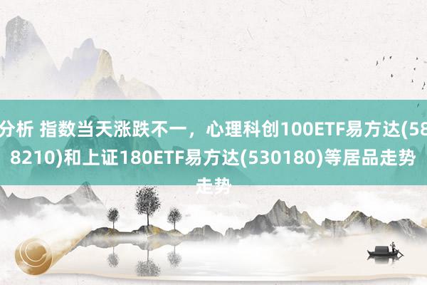 分析 指数当天涨跌不一，心理科创100ETF易方达(588210)和上证180ETF易方达(530180)等居品走势