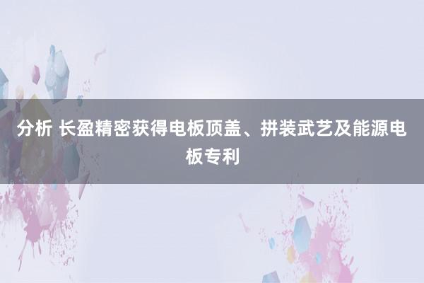 分析 长盈精密获得电板顶盖、拼装武艺及能源电板专利