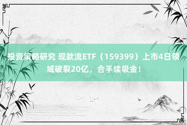 投资策略研究 现款流ETF（159399）上市4日领域破裂20亿，合手续吸金！