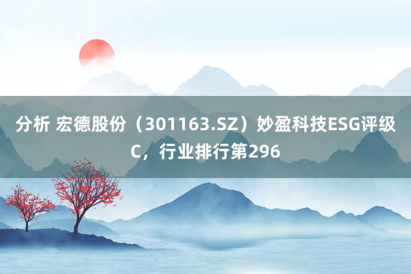 分析 宏德股份（301163.SZ）妙盈科技ESG评级C，行业排行第296