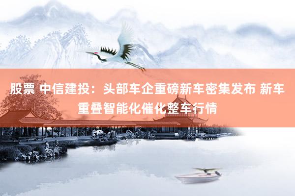 股票 中信建投：头部车企重磅新车密集发布 新车重叠智能化催化整车行情