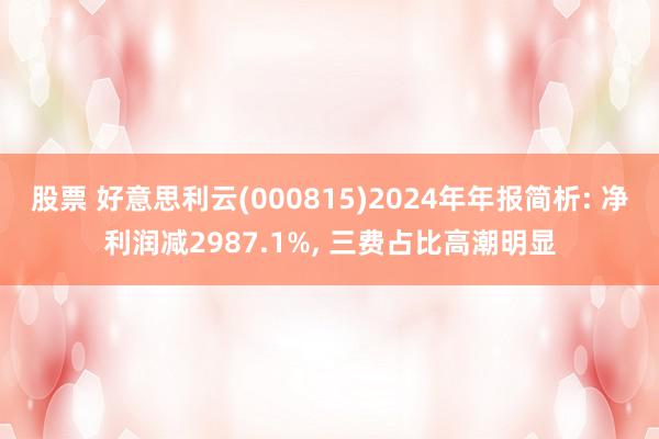 股票 好意思利云(000815)2024年年报简析: 净利润减2987.1%, 三费占比高潮明显